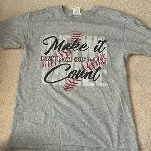 Size mediumm grey linen mar softballl shirt brand fruit of the loom